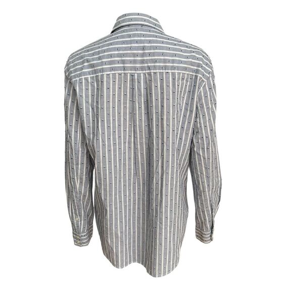 GAP Women's Fitted Boyfriend Stripe Shirt Blue Stripe Cotton Metallic size L - Picture 3 of 7